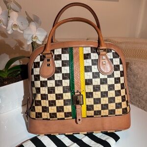 💛 Rare L.A.M.B Checkered Ombré Tote Handbag 🏁